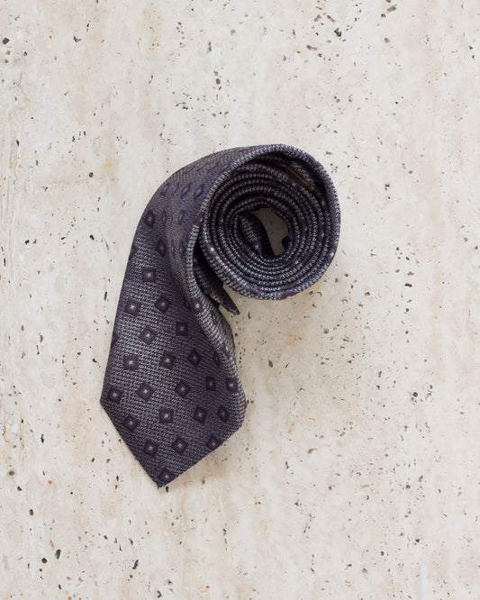 Brązowy jedwabny krawat w ornamenty