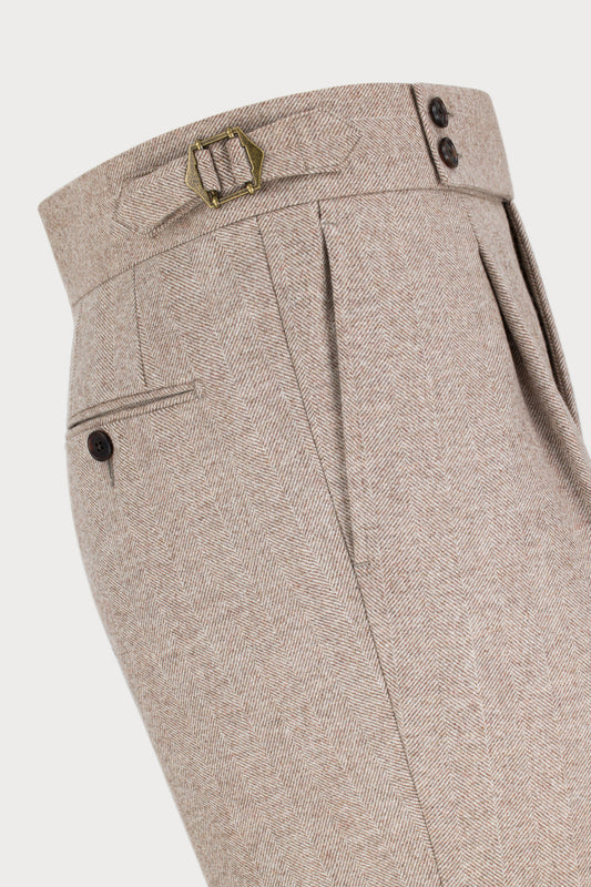 Flanelowe spodnie w jodełkę