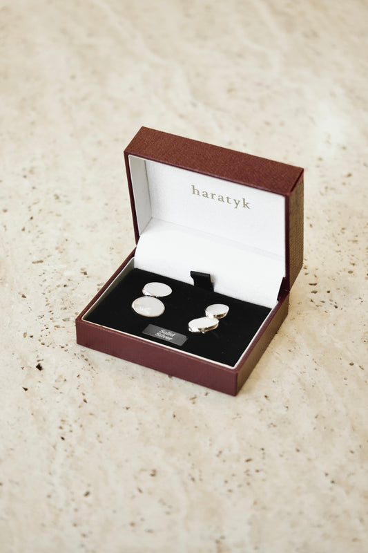 Spinki do mankietów ze srebra z masą perłową